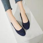Navy Mesh Ballet Flats with Flower Eyelets