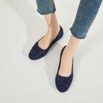 Navy Mesh Ballet Flats with Flower Eyelets