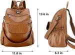 Stylish Waterproof Brown PU Leather Backpack