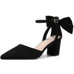 Elegant Black Suede Chunky Heel Bridal Pumps
