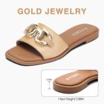 FITORY Women's Soft Leather Summer Flat Sandals