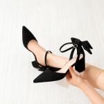 Elegant Black Suede Chunky Heel Bridal Pumps