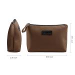 Stylish Coffee PU Leather Makeup Travel Bag