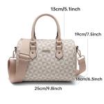 Chic Beige Leather Top Handle and Crossbody Bag