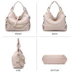 Dasein Beige Vegan Leather Rhinestone Hobo Bag