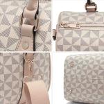 Chic Beige Leather Top Handle and Crossbody Bag