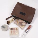 Stylish Coffee PU Leather Makeup Travel Bag