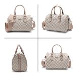 Chic Beige Leather Top Handle and Crossbody Bag