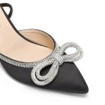 DREAM PAIRS Rhinestone Bow Kitten Heels Black