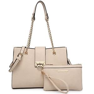 Chic Beige Tote Bag with Matching Clutch