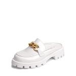 White Chunky Platform Mules for Women