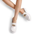 White Chunky Platform Mules for Women