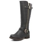 Women's Grey Quilted Knee-High Riding Boots