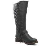 Women's Grey Quilted Knee-High Riding Boots