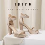 IDIFU Gold Glitter Platform High Heel Sandals