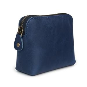 Antiq Blue Leather Travel Cosmetic Bag Set
