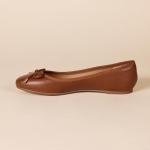 Tan Ballet Flats with Bow for Women