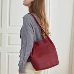 Iswee Brown Leather Bucket Tote Bag for Women