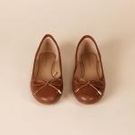 Tan Ballet Flats with Bow for Women