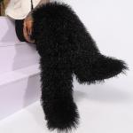 Black Fur Thigh High Over-the-Knee Boots