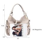 Dasein Beige Vegan Leather Rhinestone Hobo Bag