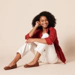 Tan Ballet Flats with Bow for Women