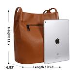 Iswee Brown Leather Bucket Tote Bag for Women