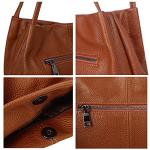 Iswee Brown Leather Bucket Tote Bag for Women