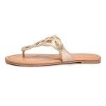 LM Women's Gold T-Strap Thong Slide Sandals