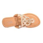 LM Women's Gold T-Strap Thong Slide Sandals