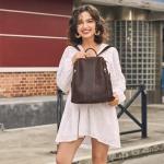 S-ZONE Stylish Antitheft Leather Backpack for Women