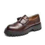 Chic Women's Leather Chunky Platform Loafers