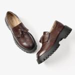 Chic Women's Leather Chunky Platform Loafers