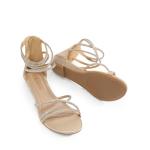 DREAM PAIRS Women's Gold Rhinestone Strappy Sandals