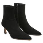 Black Suede Stiletto Ankle Boots for Women
