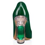 Elegant Forest Green Chunky High Heel Pumps