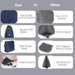 Antiq Blue Leather Travel Cosmetic Bag Set
