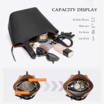 Kadynow Black Vegan Leather Bucket Tote Bag