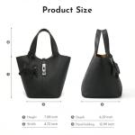 Kadynow Black Vegan Leather Bucket Tote Bag