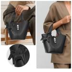 Kadynow Black Vegan Leather Bucket Tote Bag