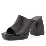 Coutgo Womens Chunky Platform Mules Sandals Slip On Block Heels Square Toe High Heeled Dress Shoes Black Size 8