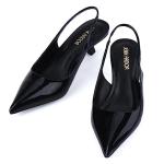 JENN ARDOR Black Slingback Kitten Heels Low Heeled Dressy Kitty Pumps for Women Going Out Short Sandals Fashion Casual Bridal Shoes Size 8.5