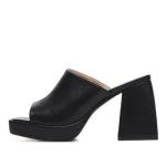 Coutgo Womens Chunky Platform Mules Sandals Slip On Block Heels Square Toe High Heeled Dress Shoes Black Size 8