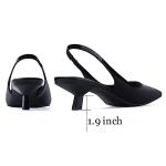 JENN ARDOR Black Slingback Kitten Heels Low Heeled Dressy Kitty Pumps for Women Going Out Short Sandals Fashion Casual Bridal Shoes Size 8.5