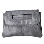 NIGEDU Women Handbags PU Leather Female Clutch Handbag Messenger Bag Large Solid High Capacity (Grey)