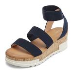 DREAM PAIRS Women's Open Toe Elastic Ankle Strap Casual Flatform Platform Wedges Sandals,Size 5.5,Navy,REED-1