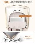 LOVEVOOK Laptop Backpack Purse for Women, Work Travel Computer Bags, College School Backpack for Student Girl, Quilted Casual Daypack with USB Port, Fit 15.6 Inch Laptop, Antiquewhite