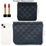 lomkya Checkered Makeup Bag Set Black 2 Pieces Leather Pocket Cosmetic Bag for Purse Waterproof Small Makeup Pouch for Purse Aesthetic Accessories Small Makeup Bag for Women inside Coin Purse