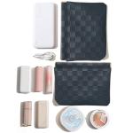 lomkya Checkered Makeup Bag Set Black 2 Pieces Leather Pocket Cosmetic Bag for Purse Waterproof Small Makeup Pouch for Purse Aesthetic Accessories Small Makeup Bag for Women inside Coin Purse