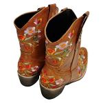gloryinterest Cowboy Boots for Women Ankle Cowgirl Boots Western Flower Embroidered Square Toe Chunky Heel Stitched Retro Black Brown Red Blue Yellow Purple US5.5-10.5, yellow, 38
